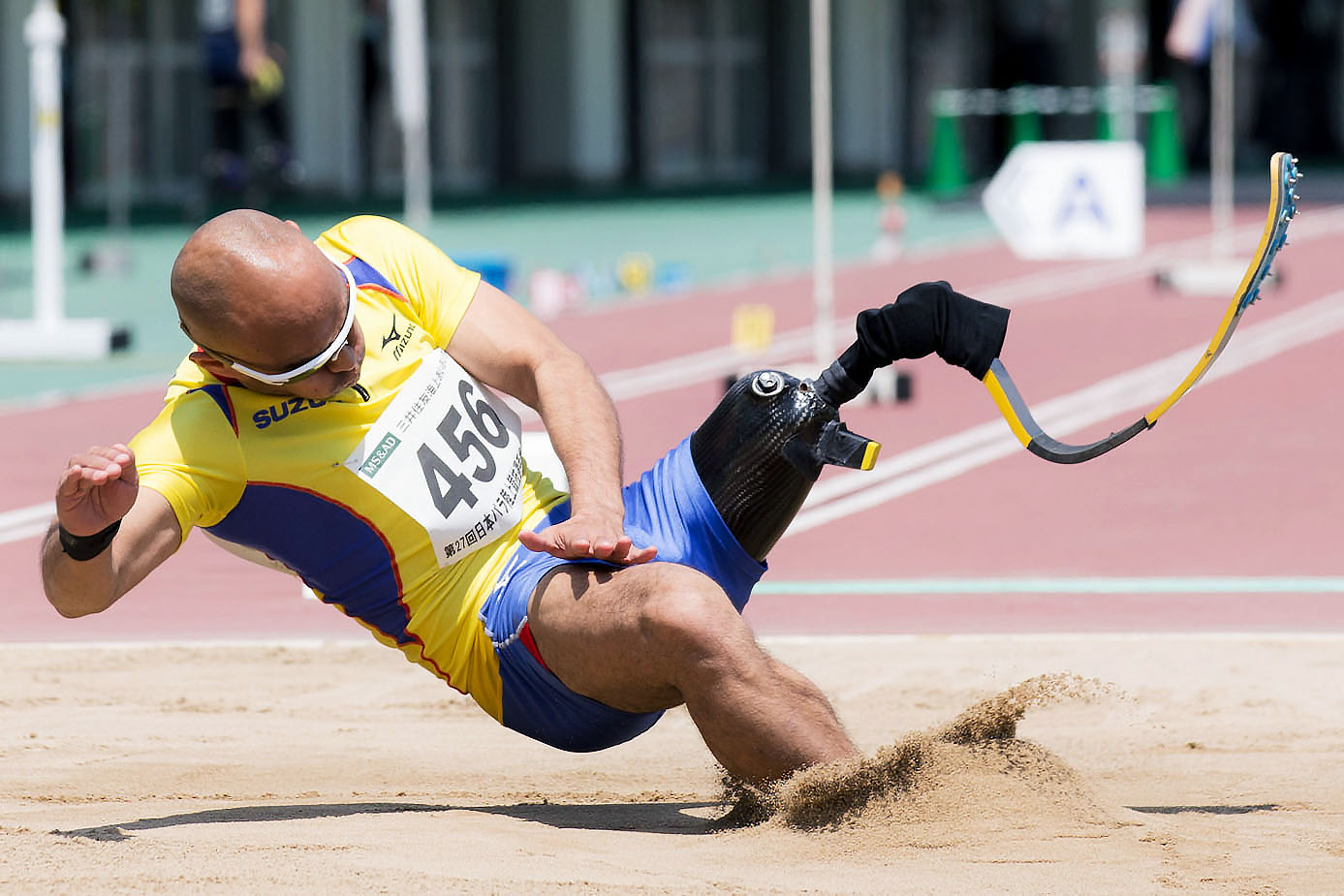 5月の日本パラ選手権で6m56の世界新記録を樹立した山本（撮影：越智貴雄）